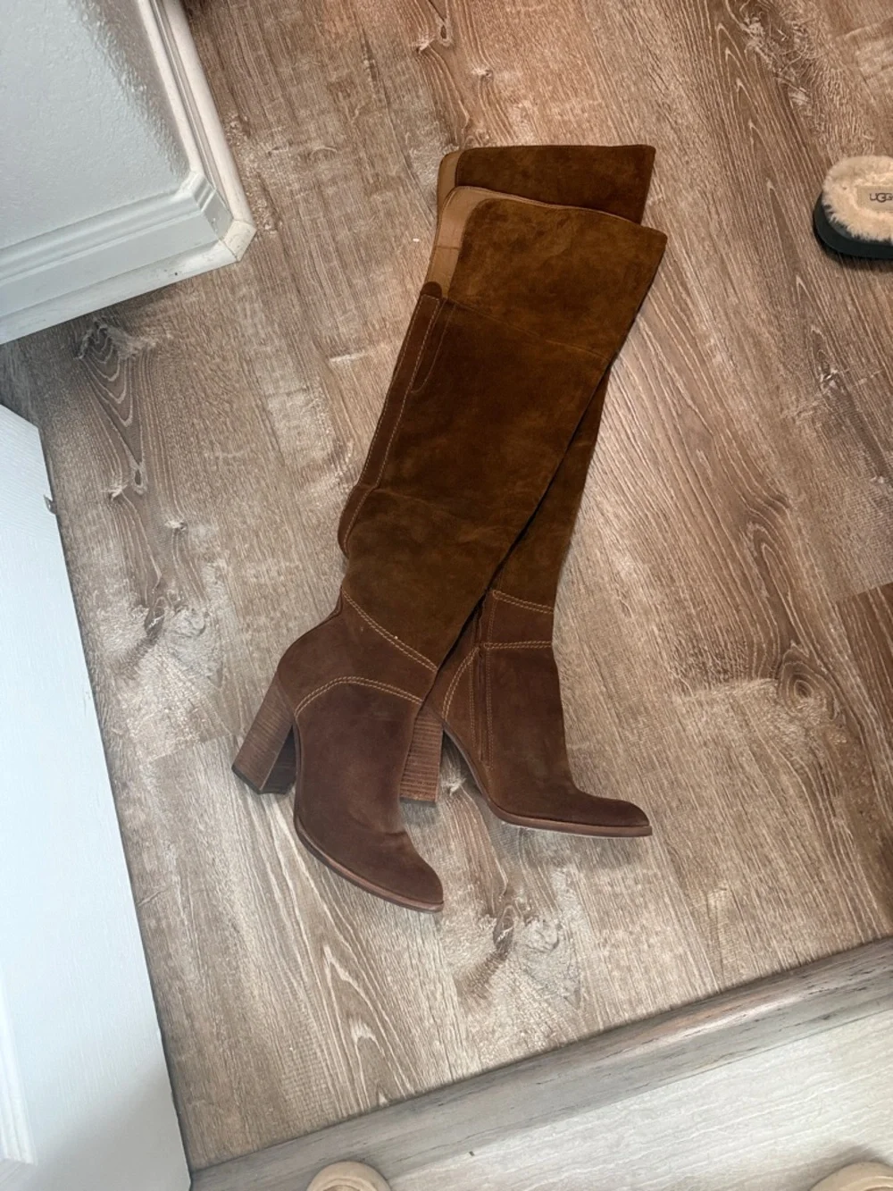 Dolce Vita Brown Suede Over-the-Knee Block Heel Boots - Picture 2 of 3